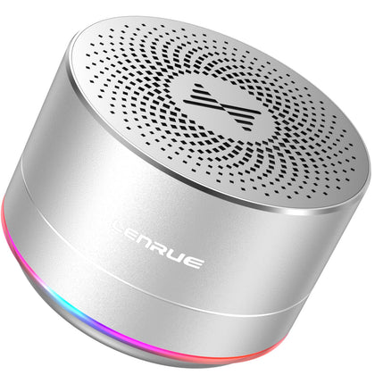 LENRUE Portable Wireless Bluetooth Speaker with Built-in-Mic,Handsfree Call,AUX Line,HD Sound and Bass for iPhone Ipad Android Smartphone and More (Silver)