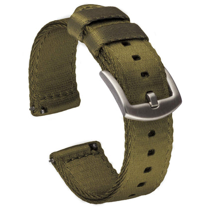 Benchmark Basics Army Green 18mm Quick Release Watch Band - Premium Waterproof Seatbelt Nylon Watch Straps for Men and Women - Compatible with Regular & Smart Watches