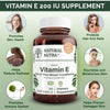 Natural Nutra Vitamin E 200 IU Supplement for Skin, Hair and Nails, Promote Heart Health, Gluten Free, 60 Softgels