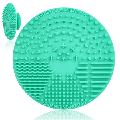 Makeup Brush Cleaning Mat, Silicone Makeup Cleaner Mat Washing Tool Make Up Brush Clean Pad with Suction Cup for Painting, Cosmetic, Egg Brushes etc. - Green