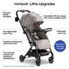 Mompush Lithe V2 Lightweight Stroller + Snack Tray, Ultra-Compact Fold & Airplane Ready Travel Stroller, Near Flat Recline Seat, Cup Holder, Raincover & Travel Bag Included