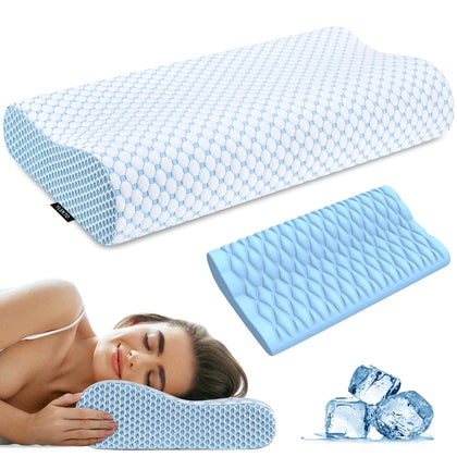 Cervical Pillow for Neck Pain Relief, Contour Memory Foam Pillows for Sleeping, Odorless Ergonomic Pillow Adjustable Orthopedic Cooling Pillow Bed Pillow Neck Support for Side Back Stomach Sleepers