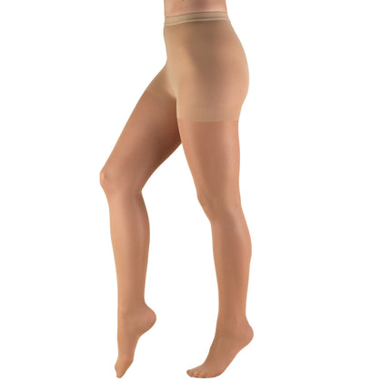 Truform Sheer Compression Pantyhose, 8-15 mmHg, Women's Shaping Tights, 20 Denier, Beige, Medium
