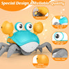 KIZJORYA Crawling Crab Baby Toy, Tummy Time Gifts for Toddler & Newborn, Light-Up Walking Dancing Moving Crab with Music & Obstacle Avoidance, Infant Rechargeable Sensory Development Toy(Green)