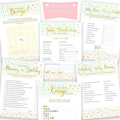 6 Emoji games (50 of each) Baby Shower Games Gender Neutral | Fun favors, gender reveal party supplies & activities set for boy & girl | Card games include Baby Predictions & Advice