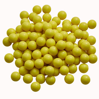 LAMBID 100 X 0.50 Cal Paintballs Reusable for Training and Self-Defense, 0.50 Caliber Solid Seamless Hard Nylon Balls Ammo Gotcha for Shooting (1.5 Gram Yellow)