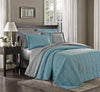 Chezmoi Collection Kingston 3-Piece Oversized Bedspread Coverlet Set (King, Blue)