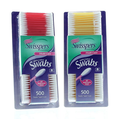 Swisspers Double Tipped Cotton Swabs 500 ea (Pack of 2)