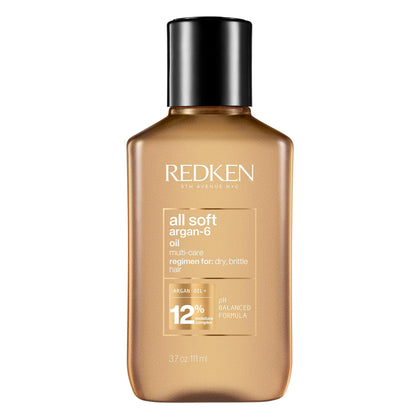 Redken Hair Oil, With Argan -6 Oil & Moisture Complex, Adds Softness and Boosts Shine, For Dry & Brittle Hair, Deeply Conditions and Moisturizes, All Soft Argan-6 Oil, 3.7 fl.oz.