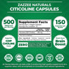 Zazzee Extra Strength Citicoline, 500 mg per Serving, 150 Vegan Capsules, 75 Day Supply, Superior CDP Choline Form, 100% Vegetarian, All-Natural, Pharmaceutical Grade and Non-GMO