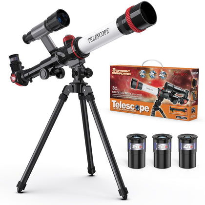 ToyerBee Telescope for Kids - with Compass, 3 Eyepieces, Finder Scope and Tabletop Tripod, Portable Kids Telescope for Astronomy Beginners, Great Space Toys Educational Gifts for Kids 3+