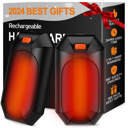 2 Pack Hand Warmers Rechargeable,Portable Electric Hand Warmers Reusable,USB Handwarmers,Outdoor/Indoor/Working/Studying/Camping/Hunting/Golf/Pain Relief/Gifts for Men Women Kids Christmas (Frosted)