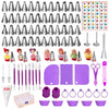 ANSLYQA 118 Pcs Piping Bags and Tips Set with 56 Numbered Icing Tips,Pattern Chart,30 Pastry Bags,2 Couplers,8 Carved Pens,3 Scrapers,5 Silicone Cupcake Molds,1 Cake Pen for Cake Decorating