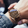 OLEVS Mens Leather Watches Casual Brown Face Leather Band Watches for Men Big Face Analog Chronograph Watch Men with Date Fashion Dress Waterproof Sport Business Men's Wrist Watch relojes para hombres