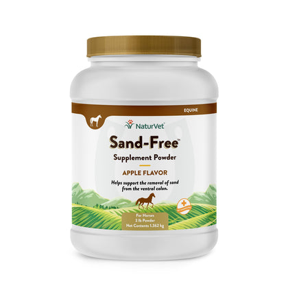 NaturVet - Sand Free Horse Powder - 3 lbs - Maintains Healthy Intestinal Function - Supports Removal of Sand from Ventral Colon - Enhanced with Tasty Apple Flavor