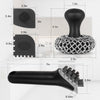 4 Pack Cast Iron Cleaning Kit, 316 Cast Iron Chainmail Scrubber + Cleaning Brush + Pan Scraper & Grill Scraper for Grill, Skillet, Wok and Pre-Seasoned Cookware - Ergonomic Design, Black