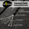 TECEUM Paracord Type III 550 Black -100 ft - 4mm - Tactical Rope MIL-SPEC - Outdoor para Cord -Camping Hiking Fishing Gear and Equipment EDC Parachute Cord Strong Survival Utility Rope 016