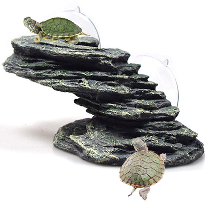 kathson Turtle Basking Platform Tortoise Dock Aquarium Landscape Decorative Climbing Ramp Shale Small Stone Ornament Rock for Frogs, Newts