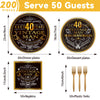 200 PCS Vintage 40th Party Tableware Set 1984 40th Birthday Party Table Supplies Cheers to 40 Years Paper Plate Napkin Fork 50 Guests for Men