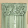 Collections Etc Scoop Two-Piece Rod Pocket Solid-Colored Sheer Valances for Windows, Decorative Accent and Added Privacy for Any Room in Home, Sage