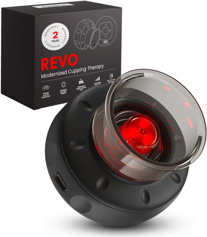 REVO the Original 4-in-1 Smart Cupping Therapy Massager with Red Light Therapy for Targeted Pain Relief, Knots, Aches, Muscle Soreness, Circulation and Tighter Skin | Portable Electric Cupping Kit