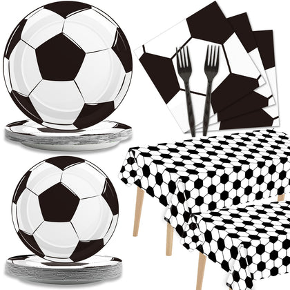 98 Pieces soccer ball Party Decorations soccer ball Birthday Party Tablecloths Touchdown soccer ball Game Day Party Tableware Sets for soccer ball Birthday Party Supplies Favors