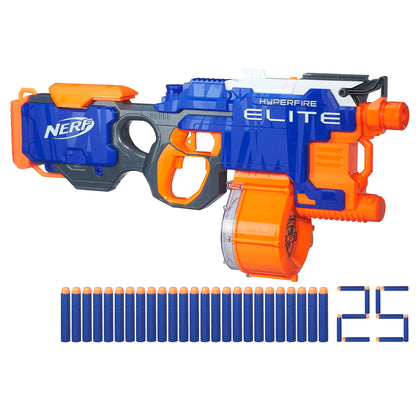 NERF HyperFire Motorized Elite Blaster, 25-Dart Drum, Fires Up to 5 Darts Per Second, Includes 25 Official Elite Darts (Amazon Exclusive)