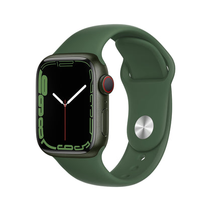 Apple Watch Series 7 (GPS + Cellular, 41mm) Green Aluminum Case with Clover Sport Band, Regular (Renewed)