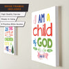 Sunday School Decorations for Classroom, Framed Bible Verse Wall Decor for Kids Room, Christian Religious Wall Art Canvas for Nursery Playroom Bedroom (Set of 6, 8X10in, Framed)
