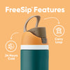 Owala FreeSip Insulated Stainless Steel Water Bottle with Straw for Sports and Travel, BPA-Free, 24-oz,Purpley
