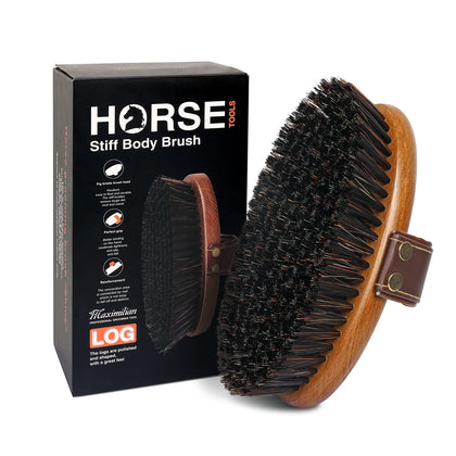 MAXIMILIAN World Class Handmade Equine Stiff Body Horse Brush. Professional Equine Grooming Tools. Effortlessly Removes Mud, Sweat and Dirt from Your Horses Hair.
