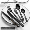48 Pcs Black Silverware Set, NETANY Black Flatware Set, Food-Grade Stainless Steel Cutlery Set for 8, Tableware Eating Utensils, Mirror Finished, Dishwasher Safe