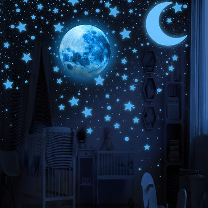 LUMOSX Glow in the Dark Stars for Ceiling Decor 1050pcs wBONUS Moons and Constellation EBook | Glow in The Dark Stickers of Ceiling Stars, Glowing Star Decal Decoration, Star Ceiling for Kids