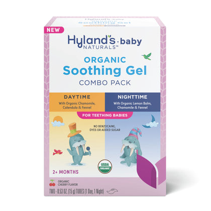 Hyland's Naturals Baby - Organic Daytime/Nighttime Soothing Gel Combo Pack, Easy-to-Apply, Ages 2 Months & Up, 1.06 Ounce (2 Tubes of 0.53 oz.)