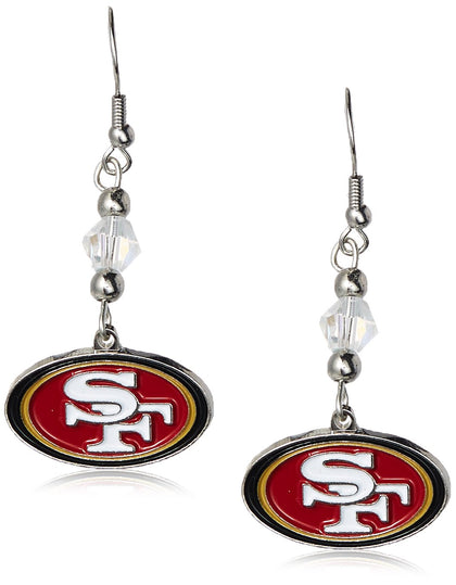 NFL Siskiyou Sports Womens San Francisco 49ers Crystal Dangle Earrings One Size Team Color,white