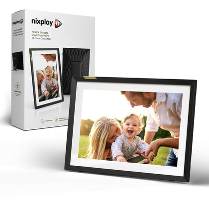 Nixplay Digital Touch Screen Picture Frame - 10.1 Photo Frame, Connecting Families & Friends (Black/White Matte)