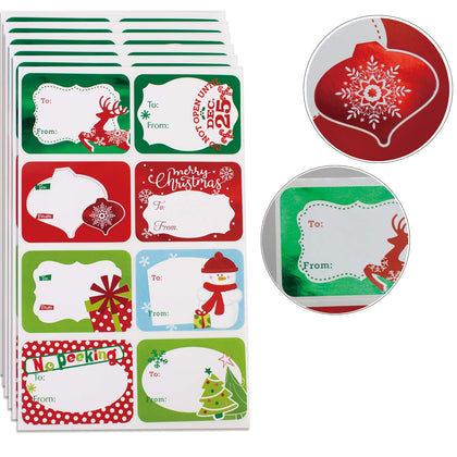 80-Count Foil Christmas Tags Sticker?8 Jumbo Designs - Xmas to from Christmas Sticker Name Tags Write On Labels - Holiday Present Labels
