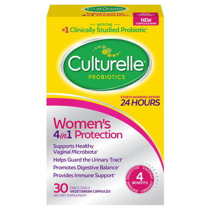 Culturelle Womens 4-in-1 Daily Probiotic Supplements for Women - Supports Vaginal Health, Digestive Health, Immune Health, Occasional Diarrhea And Gas - Non-GMO - 30 Count