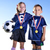 Juvale 12 Pack Soccer Award Medals for Kids and Adults - Team Participation Trophies with Red, White, and Blue Striped 15.5