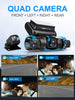 PRUVEEO Dash Cam, 4 Channel Camera FHD 1080Px4, Front, Left, Right and Rear, Front and Rear Inside, Built in GPS WiFi, 256 GB Max, Free 128GB Card, D90-4CH