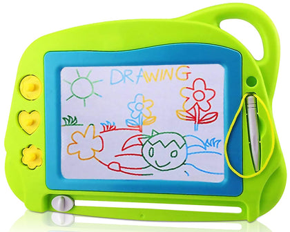 AiTuiTui Magnetic Drawing Board Mini Travel Doodle, Erasable Writing Sketch Colorful Pad Area Educational Learning Toy for Kid/Toddlers/Babies with 3 Stamps and 1 Pen (Green)
