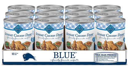 Blue Buffalo Family Favorites Natural Adult Wet Dog Food, Sunday Chicken 12.5-oz can (Pack of 12)