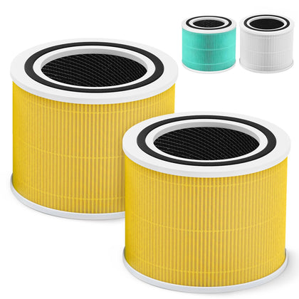 Core 300 Pet Care Replacement Filter for LEVOIT Core 300 Core 300S VortexAir Air Purifier, 3-in-1 HEPA and Activated Carbon, Core 300-RF-PA, 2 Pack, Yellow