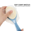 Shower Body Brush with Bristles and Loofah,Back Scrubber Bath Mesh Sponge with Curved Long Handle for Skin Exfoliating Bath, Massage Bristles Suitable for Wet or Dry, Men and Women (Blue)