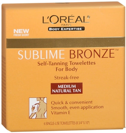L'Oreal Paris Sublime Bronze Self Tanning Towelettes, Streak-Free, Natural Looking Tan, 6 ct