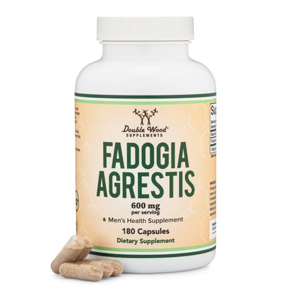 Fadogia Agrestis 600mg Per Serving (180 Capsules) Powerful Extract to Support Athletic Performance, Test Booster for Muscle Growth (Manufactured and Third Party Tested in The USA) by Double Wood