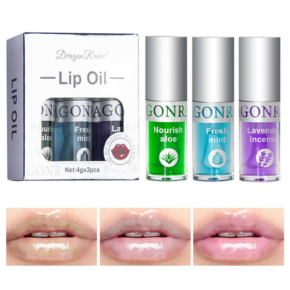 SUMEITANG 3Pcs Hydrating Lip Oil?Big Brush Head Lip Glow Oil?Natural Plant Formula Lip Gloss Oil?clear glossy Plumping Lip Glow Oil Lip Care for Dry Lip's Moisturizing and Nourishing
