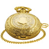 Realpoo Gold Shield Men's Pocket Watch, Arabic Numeral Digital Scale Men's Quartz Pocket Watch, Men's Quartz Pocket Watches with Chain-Gold