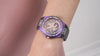 GUESS Ladies Trend Clear-Cut 39mm Watch - Glitz Dial with Iridescent Violet Stainless Steel Case & Bracelet