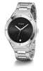 GUESS Silver-Tone and Black Analog Watch